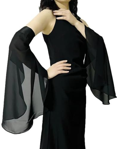 NICENEEDED Lange Tüllärmel Für Damen Handschuhe Für Bühnenwettbewerbe Chiffon Tüllärmel Gothic Abnehmbare Armstulpen Schwarze Opernhandschuhe Halloween