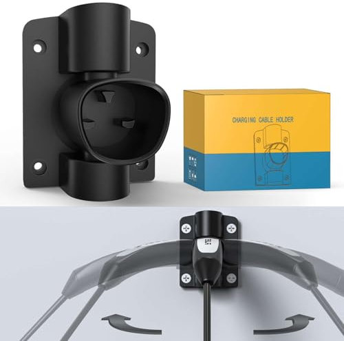 Ecotome Tesla Charger Holder Wall Mount EV Charging Cable Organizer for Tesla Mobile Connector, Swivel NACS Holster