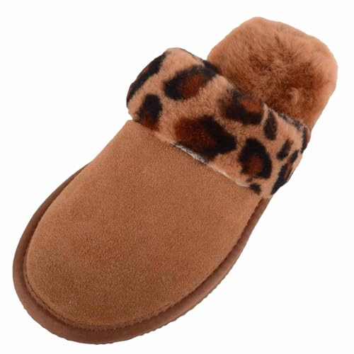 ABSOLUTE FOOTWEAR Womens Open Back Genuine Sheepskin Mule Slipper
