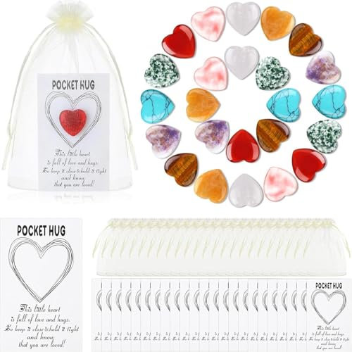 Forme De Coeur Câlin De Poche,Câlin De Poche En Forme De Coeur,Pierres de cristaux de câlin de poche inspirantes | Jeton de câlin de poche, pierre inspirante, anniversaire, Saint-Valentin, pour femmes