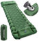 TEWWCEO Tapis de Camping Gonflable Ultraléger avec Oreiller, Pompe à Pied intégrée, Portable, Matelas Pneumatique Simple, Matelas Autogonflant Tapis de Camping pour Randonnée, Vert