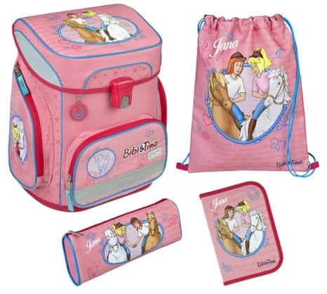 Undercover Schulranzen Set Bibi & Tina 5-TLG Mädchen 1. Klasse - Mit personalisiertem Inhalt - Schultasche mit Turnbeutel Federmappe für Grundschule