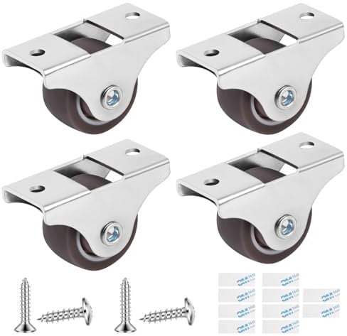 Flintronic 4 Piezas Ruedas para Muebles, 25 mm Mini Ruedas de Goma para Muebles, Ruedas para Muebles Pequeñas, para Cajas de Herramientas, Muebles, Carros, Con Tornillos y Adhesivo, Gris