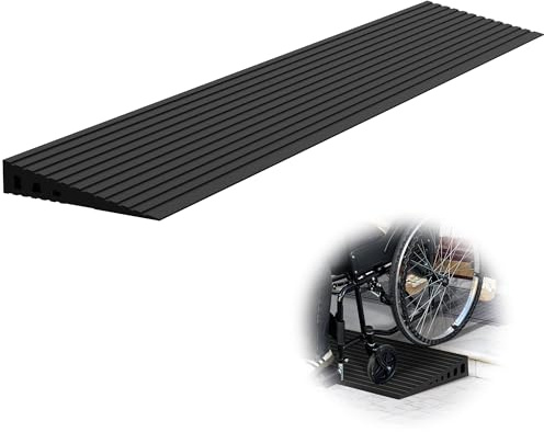 XARILK 3cm Rise Threshold Ramps for Doorways, 1000KG Load Capacity, 90cm Wide Natural Rubber Power Wheelchair Ramp is Adjustable and Cuttable for Doorways, Curb, Sweeper, Power Scooters, Bathroom