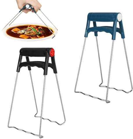Trendecor 2 pinzas para freidora de aire caliente, pinzas de cocina de acero inoxidable, pinzas de cuenco, antideslizantes, plegables, platos calientes, elevadores, cazuelas, pinzas para horno de aire