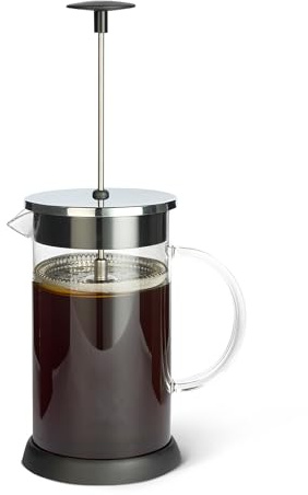 Amazon Basics French Coffee Press, 34 oz., Borosilicate Glass, BPA-Free, Triple Filtration System, Dishwasher-Safe Parts