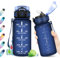 Gourde Enfant 500ml, Gourde avec Paille sans BPA, Bouteille d'eau Étanche, Gourde Motivation, Gourde Sport avec Marqueur de Temps, Gourde Réutilisable pour l'école, Sport, Bureau, Yoga, Camping