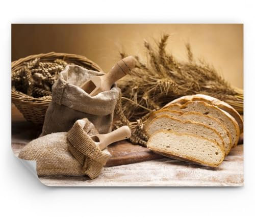 ARTTOR Papel pintado de vinilo tejido no tejido Premium Sand - Pan comida madera - 100x70 cm - Fotomurales XXL Moderna Decorativos Papel tapiz fotográfico Dormitorio Para la sala - WF2AA100x70-2398