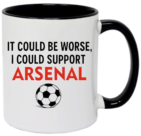 Super Lemon Funny Football Ceramic Mug, 11 oz, Arsenal Fan Joke Design, Black and White