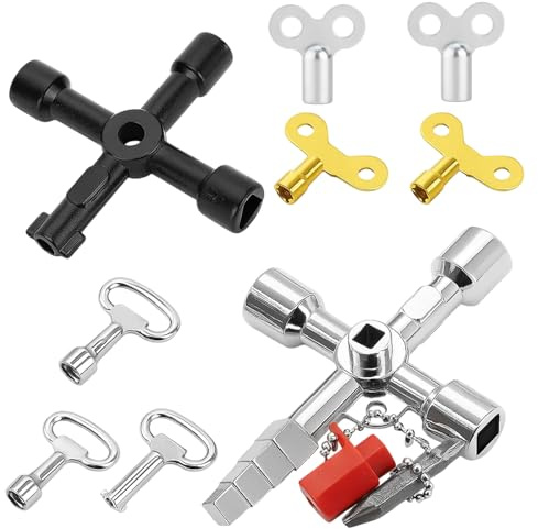 Heizungsentlüftungsschlüssel 9 Stück Set, Vierkantschlüssel Und Dreikantschlüssel Für Heizkörper, Universalschlüssel Für Heizungssysteme Und Thermostatventile, Ideal Für Diy Und Wartungsarbeiten