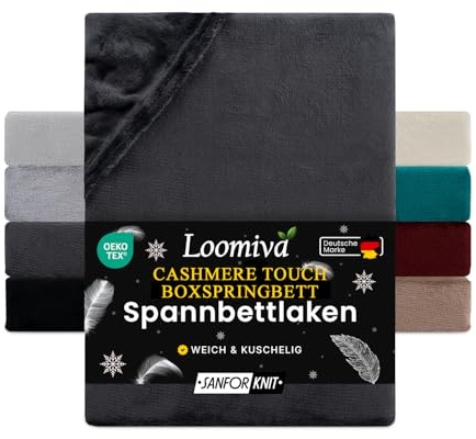 Loomiva® Spannbettlaken Winter Warm Cashmere Touch | Flauschiges Thermo Fleece Spannbetttuch | Weich, Kuschelig & Pflegeleicht | (Anthrazit, 180-200 | 200-220 cm | Steghöhe 40 cm)