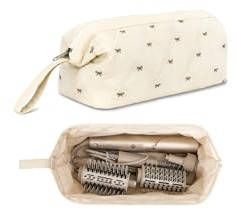 Linpr Travel Storage Bag for Dyson Airwrap Styler/Supersonic, Beige | Portable Carrying Case Compatible with Shark Flexstyle, Organizer Bag fits Curling Iron, Straightener and Accessories