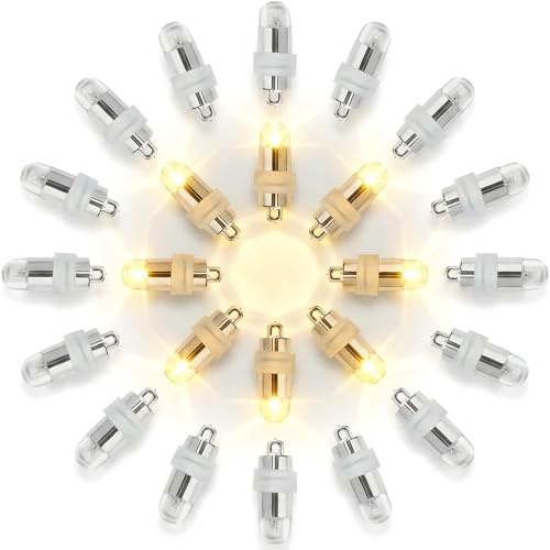 LakiHomi 24 x LED Ballon Lichter, Mini LED Lichter Wasserdicht, Luftballons für Papierlaterne Papier Lampions, Ballonlichter für Hochzeit, Weihnachten, Party