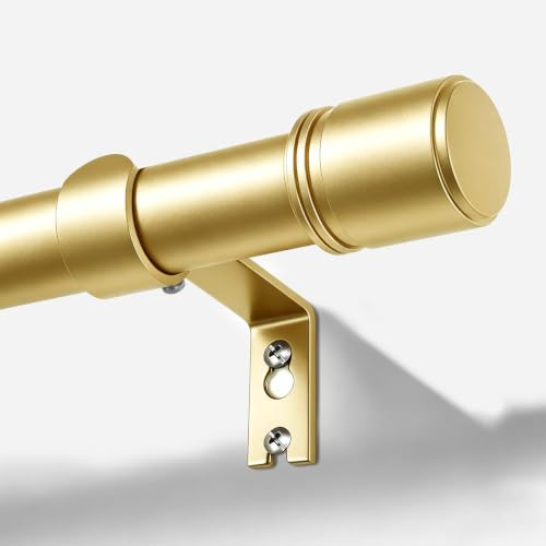 BOLITE Ausziehbare Gardinenstange Gold 80-305 cm, 25 mm Vorhangstange | Metall-Gardinenstange, bis 15 kg, Wandmontage, Einfache Montage, Inkl. Halterungen und Zubehör, für Wohnzimmer & Schlafzimmer