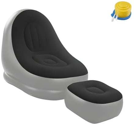 Fazvncv Easy Fold aufblasbares Sofa inklusive Fußpumpen zum Aufblasen bequem ergonomisch tragbar für Wohnen faltbar