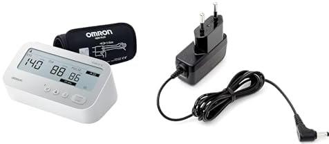 OMRON X4 Connect AFib, Oberarm-Blutdruckmessgerät mit App und Bluetooth, Vorhofflimmern Erkennung, 22-42cm + OMRON Netzteil Universal (HHP-CM01 Adapter)