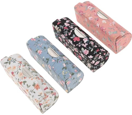 MINAOLULUS 4stücke Embroidered Lipstick Box Stilvolle Lippenstift organizer in Schwarz Weiß Blau für Schminktisch Reise Geschenke