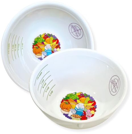 Portion Perfection Measuring Bowls, PORCELAIN, Set of 2 | Portion Control Diabetes, Weight Loss AND Bariatric Surgery Must Haves. These Food Measuring Cups for Weight Loss are Accurate
