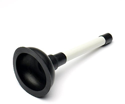 Toilet Plunger Kitchen Sink Unblocker with Red Plastic Handle & Black Rubber Suction Bath Shower Plunger Drain Unblocker, Effective Strong Cleaning Tool to Easily Clear All Blocked (White & Black)