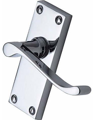 Euroart 1 x Victorian Scroll Door Handles Lever Latch 114x40mm in Polished Chrome