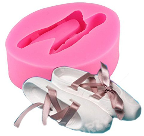 Candela a forma di scarpe da ballerina classica DIY silicone Mold Baby party fondant cake Decorating cottura, 3D Craft sapone argilla stampi, stampo per pasta di zucchero sapone di zucchero,