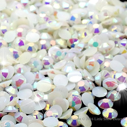 Little Snow Direct® Pack of 1000 Jelly AB Flat Back Rhinestones Diamante Gems Nail Art & Crafts (White Jelly AB, 5mm)