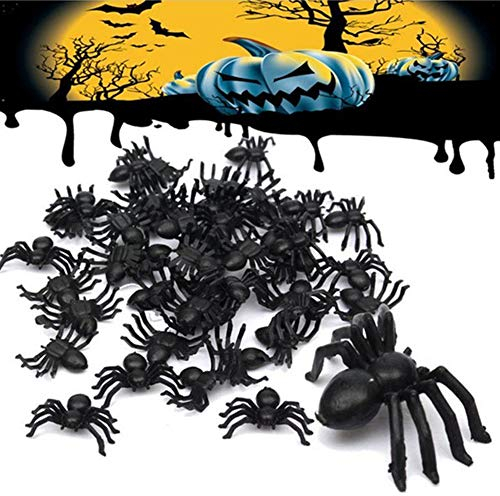 Zerodis Realistische Spinne Spielfiguren Halloween Streich Scherz Party Dekoration Kunststoff 50Pcs