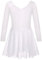 FONLAM Mädchen Ballettkleid Balletttrikot Langarm Tanzkleid Tanzbody Ballettrock Chiffon Tutu Kinder Ballettanzug Baumwolle (12-14 Jahre, Weiß)