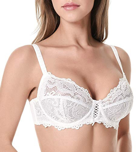 WingsLove Women's Floral Lace Bra Underwire Non Padded Soft Cup Full Coverage