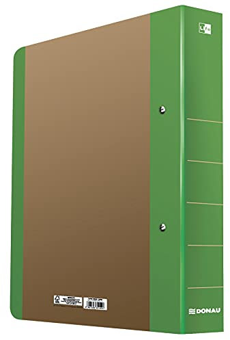 DONAU LIFE 3835001FSC-06 Ringbuch Grün A4/5cm | 2-D-Ring-Mechanik Abgerundeten Ecken Stabiler Pappkern Ring-Ordner Hefter | Aus 1,8 mm dickem Karton/ Pappe ideal für Büro und Schule | die FSC® Zertifi