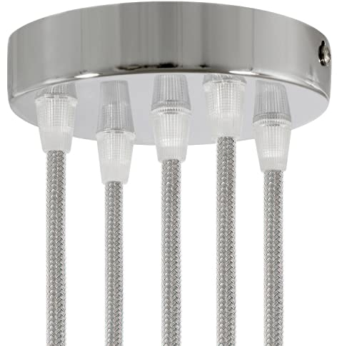 creative cables - Zylindrischer 5-Loch-Lampenbaldachin Kit aus Metall - Konisch, Chrom