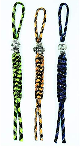 Danuland Paracord Knife Lanyard with Alloy Skull Beads,Handcrafted Lanyards Pendant for EDC Pocket Knife/Folding Knife/Outdoor Gear/Zipper Pulls/Survival Key-Chain/Cell,Pack of 3