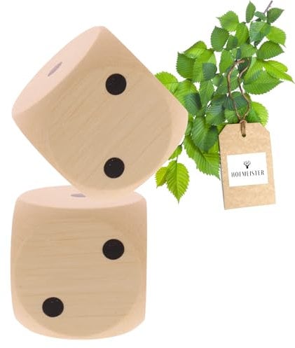 2X HOFMEISTER® Würfel Augenzahlen Holz 4cm - Holzwürfel Kinder Erwachsene Spielen Brettspiel Party Spieleabend Partyspiel, 100% Naturprodukt unbehandelt aus heimischem Buchenholz, 4 x 4 cm