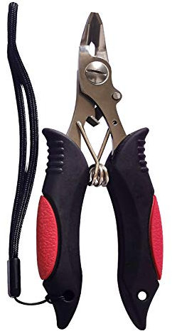 Fishing Pliers Luya Tool Outdoor Fishing Tool with Sheath and Lanyard Red
