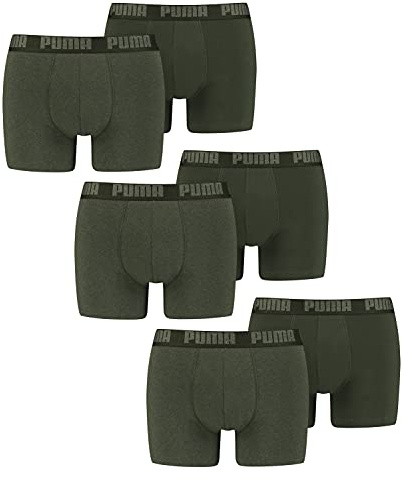 Puma 6 er Pack Boxer Boxershorts Men Herren Unterhose Pant Unterwäsche, Farbe:038 - Green Melange, Bekleidungsgröße:L