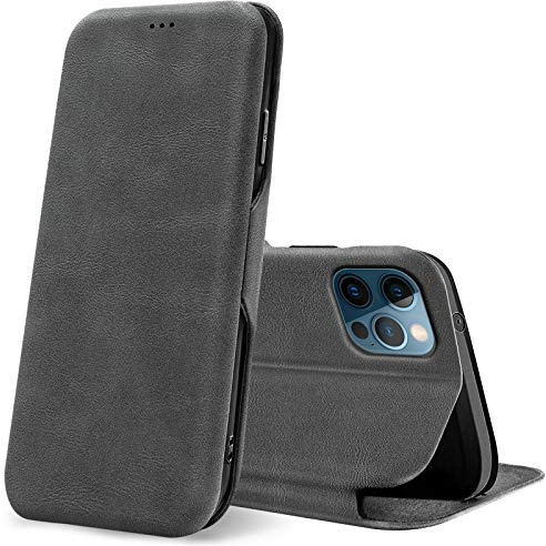CoolGadget Klapphülle für iPhone 12/Pro mit Kartenfach Grau