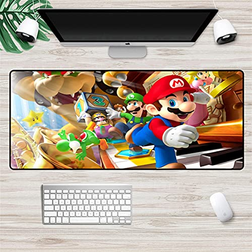 Htipdfg Schreibtischunterlage Große Super Mario Gaming Mousepad Otaku Mauspad Geschwindigkeit Gamer Sperrkante Durable Weiche Gummi Schreibtisch Computer Matte XL90x40cm Mauspad