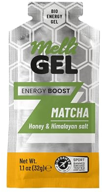 Bio Energy Matcha MelliGEL Energiegel mit Honig & Himalaya-Salz – Sportgel für schnelle Energie – Energie Gel für Laufen & Radsport – Power Gel Sport – 384g, 12er Pack
