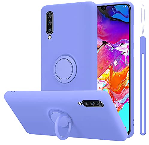 Cadorabo Hülle kompatibel mit Samsung Galaxy A70 A70s Schutzhülle TPU Silikon Case Liquid Design mit Ring Slim Kratzfest Liquidsilikon Microfaser Case Hülle für Galaxy A70 A70s in Lila