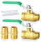 ERGAOBOY 2 Stk 3/8 BSP Stecker auf Buchse Messing Kugelhahn mit 2 Stk 3/8 Stecker auf männliche Anschlüsse, passend für Rohrfittings Verbindung
