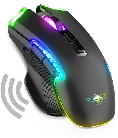 Spirit Of Gamer - Souris Gamer sans Fil Rechargeable | 8 Boutons Programmables | Capteur Optique 4800 DPI | Rétroéclairage RGB Personnalisable | Gaming Mouse Ergonomique avec Repose Pouce