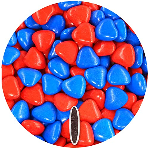 EinsSein Schokoherzen Hochzeit Herz Dragees rot-blau glanz 1kg Mix | ca. 1,8 cm | Gastgeschenke Taufe, Kommunion, Party, Kindergeburtstag | Schokodragees, Schoko in Herzform bzw. Schokolinsen
