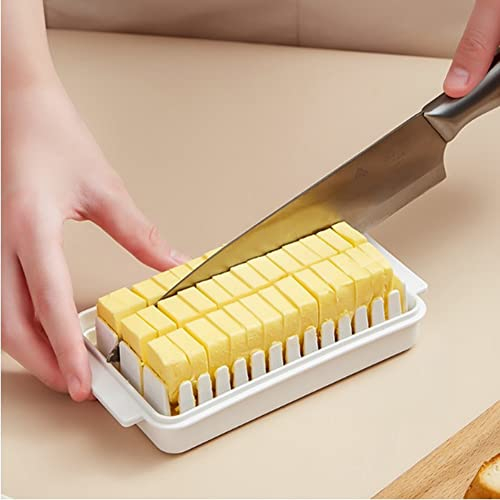 SPORTARC Beurrier avec couvercle et étui de découpe, beurrier avec couvercles pour tous vos besoins de cuisson – Réfrigérateur de fromage, trancheuse à beurre cuit, 16,5 x 9,5 x 5 cm