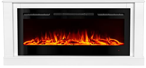 Kaminlicht Bernard Cheminée électrique sur pied avec chauffage, effet flamme LED réaliste | Feu artificiel avec radiateur soufflant commutable, thermostat