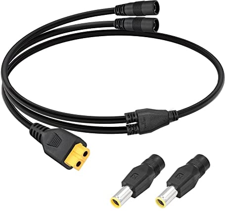 RIIEYOCA DC 8 mm Y Branch Cable adaptador paralelo, 14 AWG 8 mm hembra a XT60 hembra Panel solar Power DC 8 mm Plug, con convertidor DC 5.5x2.5 mm, para estación de energía portátil Panel solar (3ft)