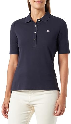 GANT Damen Slim Shield SS Pique Polo Poloshirt SCHMALE Passform, Evening Blue, S