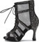 AOQUNFS Stivali da Ballo Latino Americano Donna Strass Tacco Stivaletti de Salsa Tango Bachata Samba Pratica e Performance,L446-Nero-DZ-7.5,EU 40