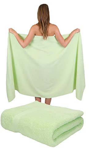Betz 2 Stück Badetücher groß XXL Größe 100 x 200 cm Badetücher Saunatuch Palermo 100% Baumwolle Farbe grün