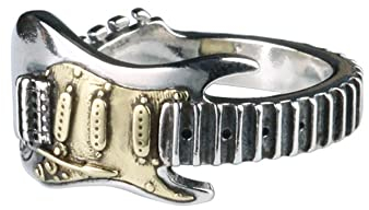 Punk Rock Musik Gitarre Open Band Ring für Männer Frauen Teen Punk Gothic Statement Verstellbar Ausziehbarer Knöchel Mittelfinger Band Mode Geschenk Hip Hop Schmuck für Onkel Papa Komfort Passform