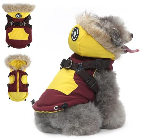 PETCUTE Hund Wintermantel mit Kapuze,Hundemantel mit Reißverschluss,Verstellbar Hunde Winterjacke für Kleine Mittelere und Große Hunde,Winter Hundejacke Hundeweste Kleidung für den Winter
